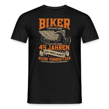 Biker 45. Geburtstag, 45 Jahre Motorradfahrer - Männer T-Shirt - Schwarz - Vorne - AI Model Male 178 light (178cm)