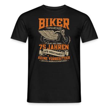 Biker 75. Geburtstag, 75 Jahre Motorradfahrer - Männer T-Shirt - Schwarz - Vorne - AI Model Male 178 light (178cm)