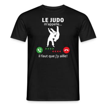 Le judo m'appelle il faut que j'y aille - T-shirt homme - noir - Devant - AI Model Male 178 light (178cm)