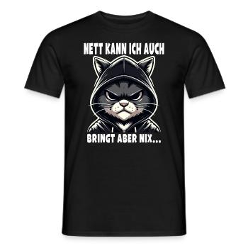 Nice I can also be a sarcastic cat lover - Men's T-Shirt - black - Front - AI Model Male 178 light (178cm)