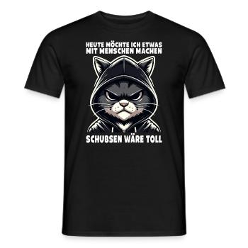 Bousculer serait un grand amoureux des chats sarcastiques - T-shirt homme - noir - Devant - AI Model Male 178 light (178cm)