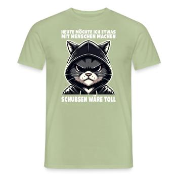 Shoving would be great sarcastic cat lover - Men's T-Shirt - sage - Front - AI Model Male 178 light (178cm)
