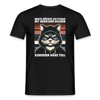 Bousculer serait un grand amoureux des chats sarcastiques - T-shirt homme - noir - Devant - AI Model Male 178 light (178cm)