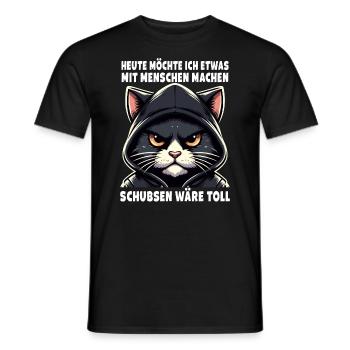 Bousculer serait un grand amoureux des chats sarcastiques - T-shirt homme - noir - Devant - AI Model Male 178 light (178cm)