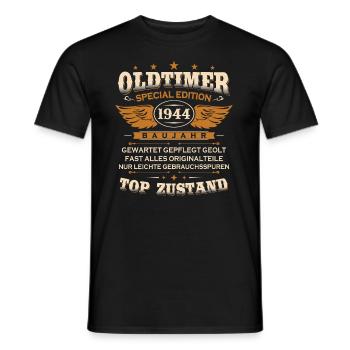 Voiture ancienne construite en 1944 née Vintage Birthday - T-shirt homme - noir - Devant - AI Model Male 178 light (178cm)