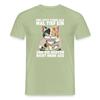 Deep Breath Sarcastic Cat Lover - Men's T-Shirt - sage - Front - AI Model Male 178 light (178cm)