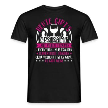 Wine Saying, Fruit Salad & Wine, Wine Drinker - Men's T-Shirt - black - Front - AI Model Male 178 light (178cm)