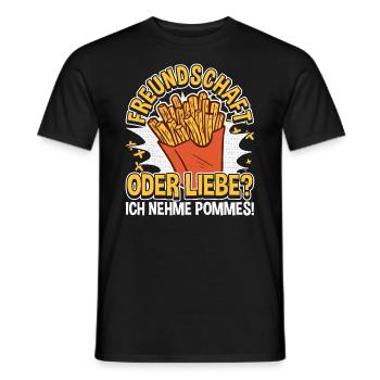 Pommes, Freundschaft Oder Liebe, Lustiges Fritten - Männer T-Shirt - Schwarz - Vorne - AI Model Male 178 light (178cm)