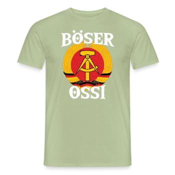 GDR Saying, East German, Bad Ossi - Men's T-Shirt - sage - Front - AI Model Male 178 light (178cm)