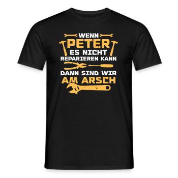 If Peter can't fix it - Men's T-Shirt - black - Front - AI Model Male 178 light (178cm)