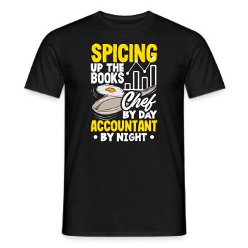 Spicing Up The Books Chef Accountant Dual Career - Men's T-Shirt - black - Front - AI Model Male 178 light (178cm)