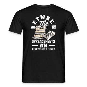 Between The Spreadsheets An Accountant's Story - Men's T-Shirt - black - Front - AI Model Male 178 light (178cm)