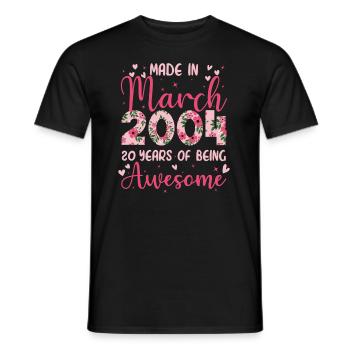 Mars 2004 Cadeau Anniversaire 20 Ans Pour Femme - T-shirt homme - noir - Devant - AI Model Male 178 light (178cm)