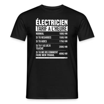 Elektriker Stundensatz Geschenkidee Humor - Männer T-Shirt - Schwarz - Vorne - AI Model Male 178 light (178cm)