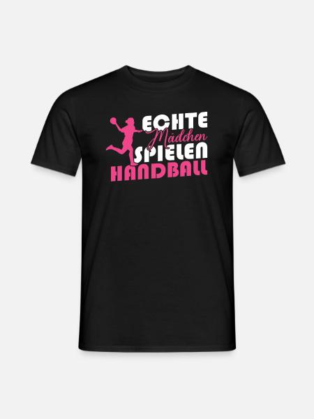 Echte Mädchen spielen Handball - Männer T-Shirt - Schwarz