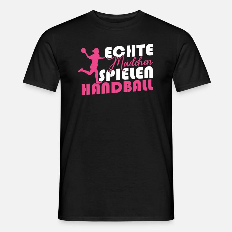 Echte Mädchen spielen Handball - Männer T-Shirt - Schwarz
