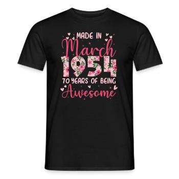 Mars 1954 Cadeau Anniversaire 70 Ans Pour Femme - T-shirt homme - noir - Devant - AI Model Male 178 light (178cm)
