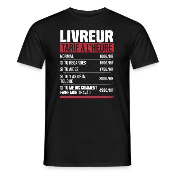 Lieferbote Stundensatz Humor Geschenkidee - Männer T-Shirt - Schwarz - Vorne - AI Model Male 178 light (178cm)