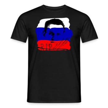 Navalny,héros, Russie, déchirure, drapeau - T-shirt homme - noir - Devant - AI Model Male 178 light (178cm)