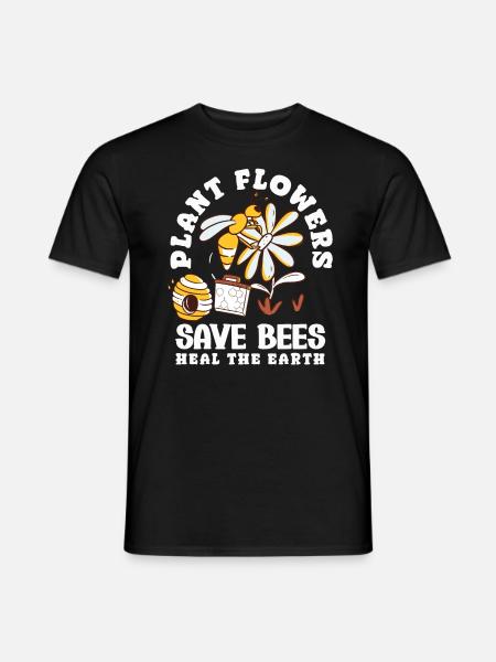 Beekeeper Heartbeat Honeycomb Love Pollination - Men's T-Shirt - black