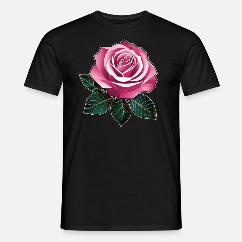 Rosa Rose II - Männer T-Shirt - Schwarz