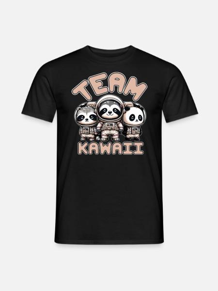TEAM KAWAII ASTRONAUTTER: PANDA, RACOON OG SLOTDOM - Mænd T-shirt - sort