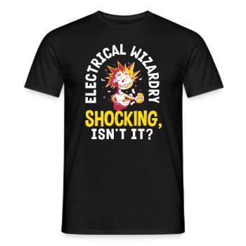 Electrical Wizardry Shocking Humor Electrician - Men's T-Shirt - black - Front - AI Model Male 178 light (178cm)