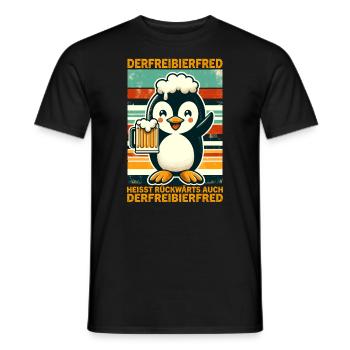 The free beer Fred is called backwards, also the - Men's T-Shirt - black - Front - AI Model Male 178 light (178cm)