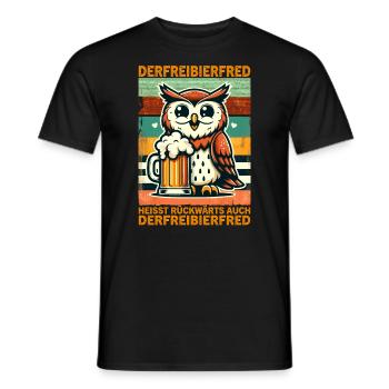 La bière gratuite Fred s’appelle à l’envers, aussi la - T-shirt homme - noir - Devant - AI Model Male 178 light (178cm)