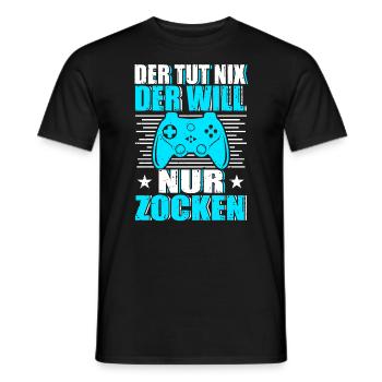 Il ne fait rien, il veut juste jouer, jouer, jouer - T-shirt homme - noir - Devant - AI Model Male 178 light (178cm)