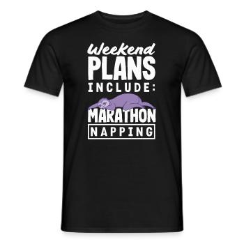 Marathon Napping Sloth Weekend Humor - Men's T-Shirt - black - Front - AI Model Male 178 light (178cm)