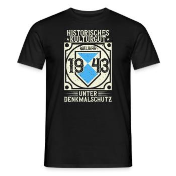 Baujahr 1943 Geboren, Geburtstag Jahrgang 1943 - Männer T-Shirt - Schwarz - Vorne - AI Model Male 178 light (178cm)