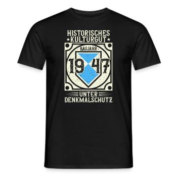 Baujahr 1947 Geboren, Geburtstag Jahrgang 1947 - Männer T-Shirt - Schwarz - Vorne - AI Model Male 178 light (178cm)