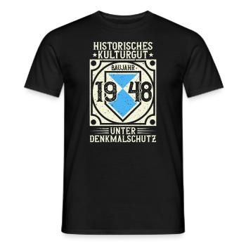 Baujahr 1948 Geboren, Geburtstag Jahrgang 1948 - Männer T-Shirt - Schwarz - Vorne - AI Model Male 178 light (178cm)