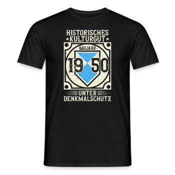 Baujahr 1950 Geboren, Geburtstag Jahrgang 1950 - Männer T-Shirt - Schwarz - Vorne - AI Model Male 178 light (178cm)