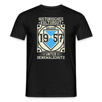 Baujahr 1957 Geboren, Geburtstag Jahrgang 1957 - Männer T-Shirt - Schwarz - Vorne - AI Model Male 178 light (178cm)