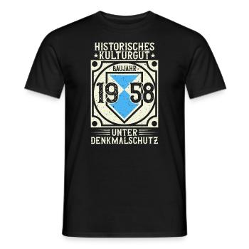 Baujahr 1958 Geboren, Geburtstag Jahrgang 1958 - Männer T-Shirt - Schwarz - Vorne - AI Model Male 178 light (178cm)