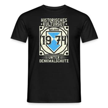Baujahr 1974 Geboren, Geburtstag Jahrgang 1974 - Männer T-Shirt - Schwarz - Vorne - AI Model Male 178 light (178cm)