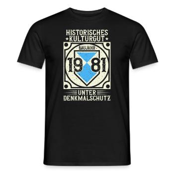 Baujahr 1981 Geboren, Geburtstag Jahrgang 1981 - Männer T-Shirt - Schwarz - Vorne - AI Model Male 178 light (178cm)