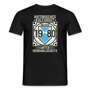 Baujahr 1980 Geboren, Geburtstag Jahrgang 1980 - Männer T-Shirt - Schwarz - Vorne - AI Model Male 178 light (178cm)
