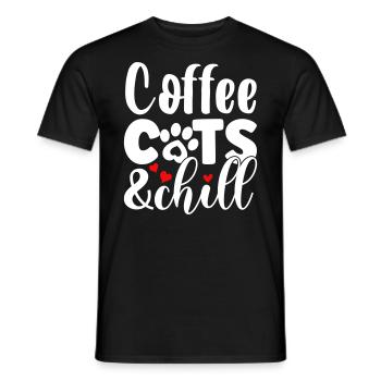 Coffee, cats and chilling - Men's T-Shirt - black - Front - AI Model Male 178 light (178cm)
