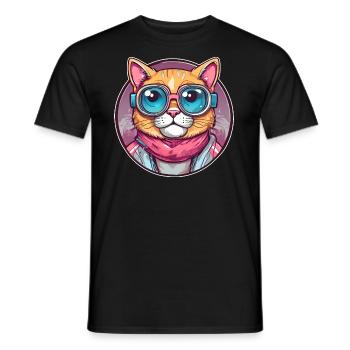Chat cool avec des lunettes de soleil - T-shirt homme - noir - Devant - AI Model Male 178 light (178cm)