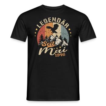 Mai 1946 Né en mai 1946 Jubilé - T-shirt homme - noir - Devant - AI Model Male 178 light (178cm)