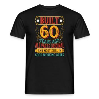 Built 60 Years Ago Original Parts Retro Birthday - Men's T-Shirt - black - Front - AI Model Male 178 light (178cm)