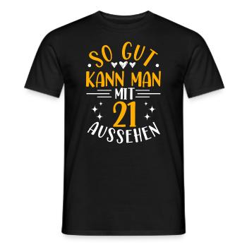 21e anniversaire femme homme, 21 ans anniversaire - T-shirt homme - noir - Devant - AI Model Male 178 light (178cm)