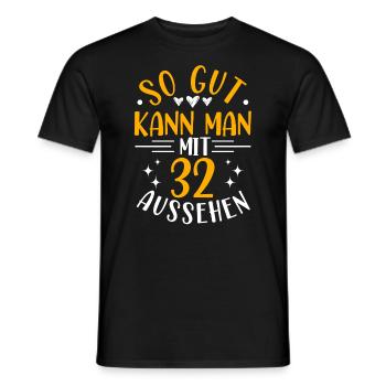 32nd Birthday Woman Husband, 32 Years Old Birthday - Men's T-Shirt - black - Front - AI Model Male 178 light (178cm)