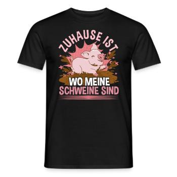 Pigs, pig farmer, domestic pig is at home - Men's T-Shirt - black - Front - AI Model Male 178 light (178cm)