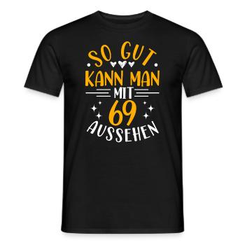 69. Geburtstag Frau Mann, 69 Jahre alt Geburtstag - Männer T-Shirt - Schwarz - Vorne - AI Model Male 178 light (178cm)