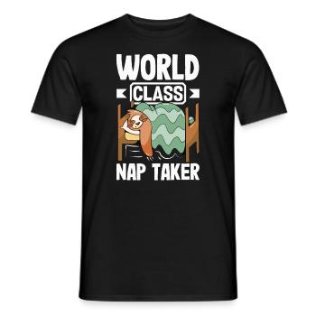 Preneur de sieste de classe mondiale Paresseux drôle - T-shirt homme - noir - Devant - AI Model Male 178 light (178cm)
