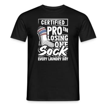 Certifié Pro pour perdre une chaussette à chaque lessive - T-shirt homme - noir - Devant - AI Model Male 178 light (178cm)
